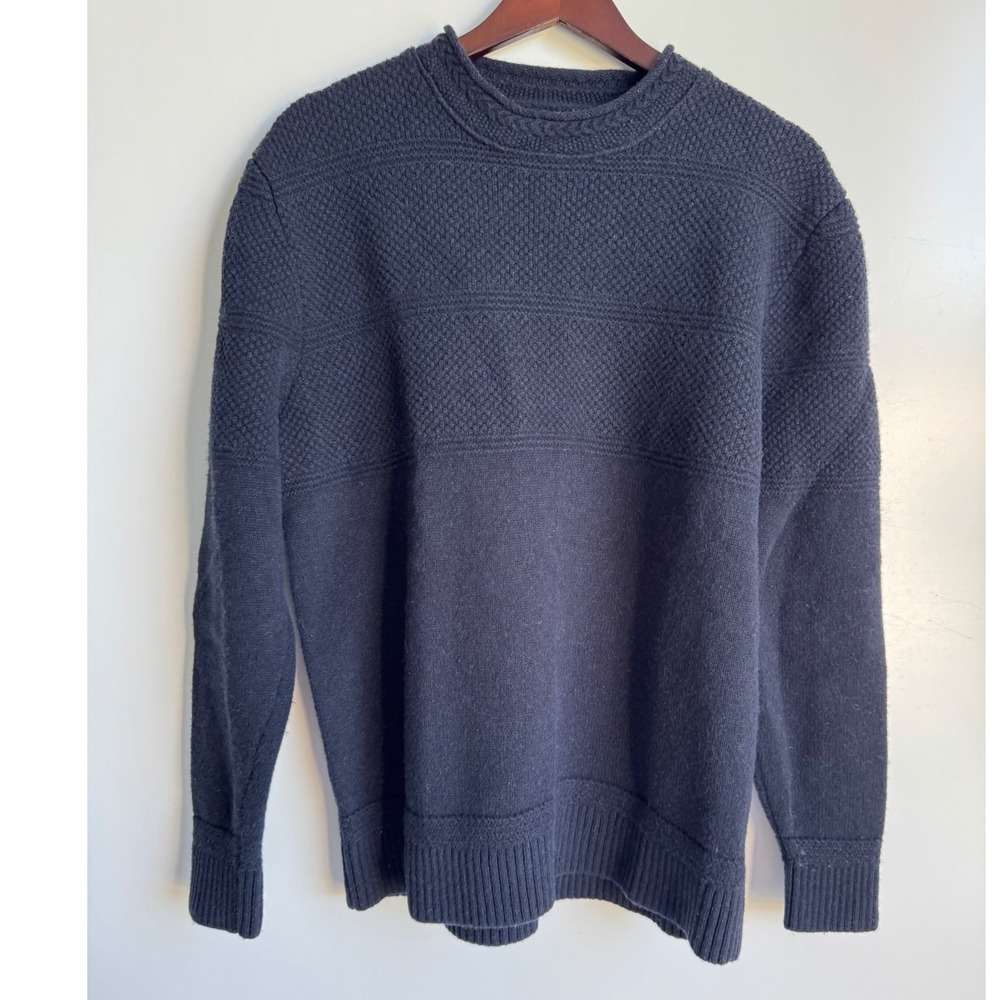 Taylor Stitch Ventura Navy Blue Merino Wool Knit Crewneck Sweater Mens 46 XL